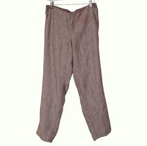 J. Jill Love Linen 100% Linen Half Band Waist Pull On Pants Pocket Size SP Brown
